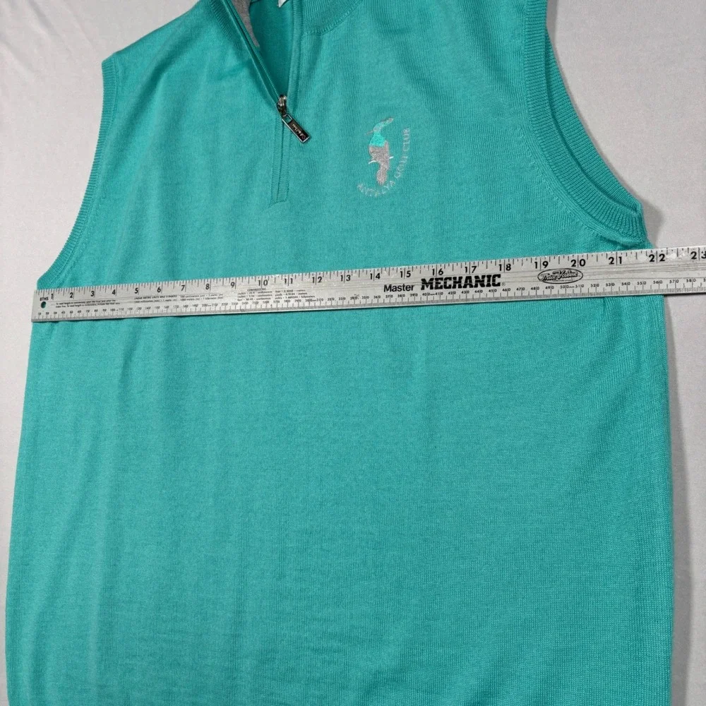 Calvin Klein Golf Vest Mens XL Teal Green Merino Wool Blend 1/4 Zip Antalya Club